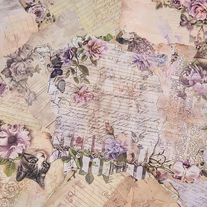 Vintage Flower Pattern Decorative Paper, 1/6 Packs Scrapbooking & Journal Making Material Paper, Diy Decorative Paper for Scrapbooking & Journal Making 6
