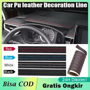 2M Stiker Strip Suture Bahan Kulit PU Untuk Dekorasi Interior Mobil Dashboard / Pintu / Armrest Mobil Universal