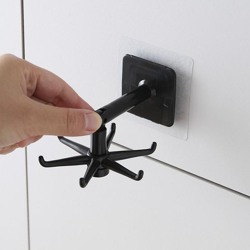 Product Introduction of Universal Multifunctional Self Adhesive 360 Degrees Rotated Punch-free Wall Mounted Towel Rack Kitchen Organizer Clothes Hanger Door Hook 11