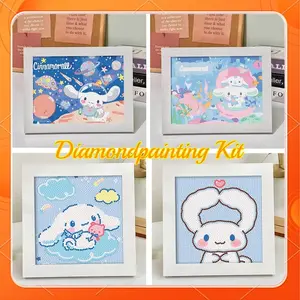 Cinnamoroll Diamond Painting Sanrio Edition + Bingkai foto Cartoon Lotso  Full Round Drill Rhinestone Mosaic Picture  cutie pop  Anak  Kerajinan Mainan Anak diy diamondpainting kit