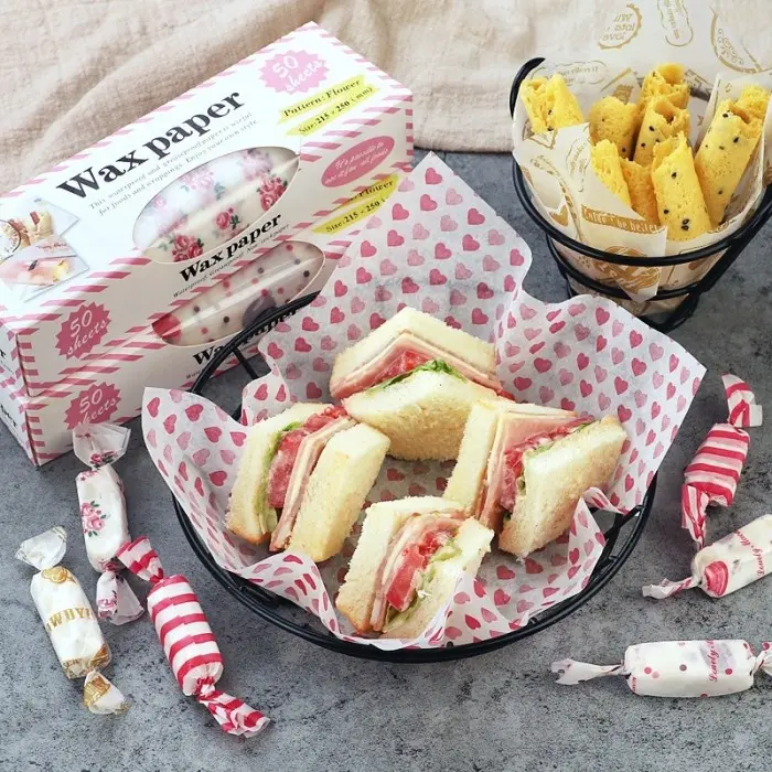 PUSAT23 Alas Nasi Bento Kertas Pembungkus Makanan Roti Sandwich Burger Kue