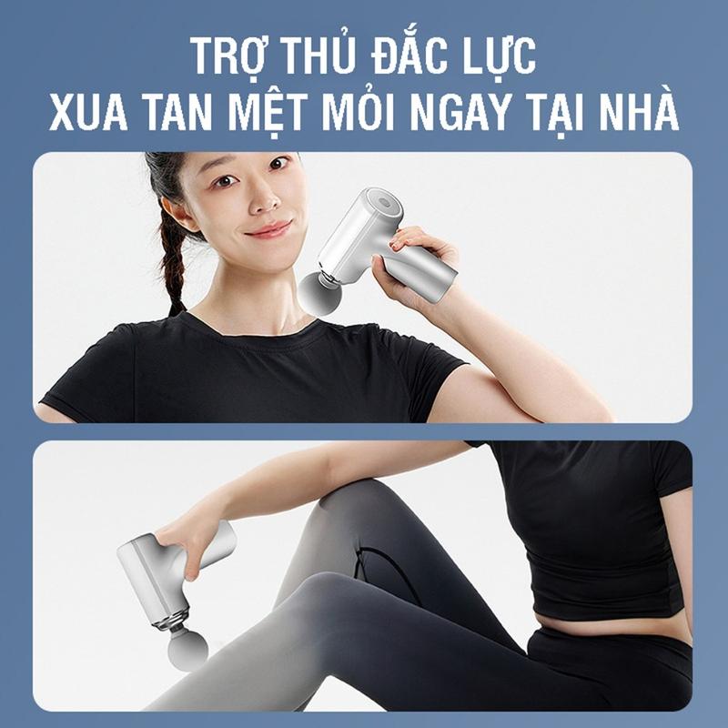 Máy massage cầm tay mini đấm lưng mát xa đau mỏi cổ vai gáy 4 đầu 6 chế độ bảo hành 6 tháng Máy massage cầm tay, trị liệu toàn thân,  Cấp Độ Chuyên Sâu 3