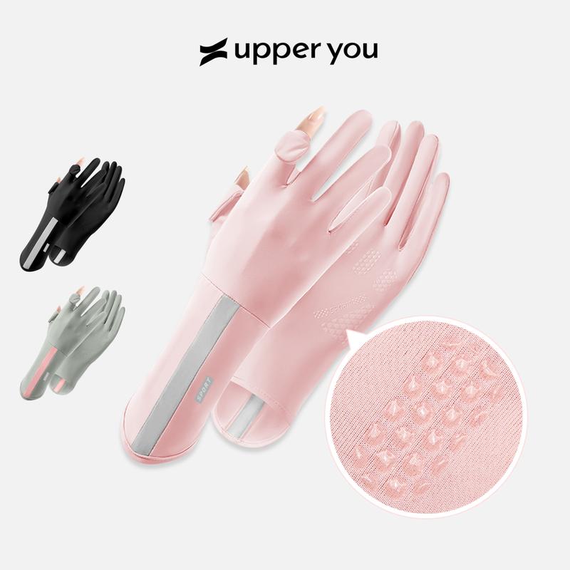 Bao Tay Lái Xe Cho Nữ Chất Lụa Băng Mát Lạnh Có Đệm Silicon Chống Tuột Upper You Chống UV Thiết Kế Mở Đầu Ngón Tay Linh Hoạt - GLF01