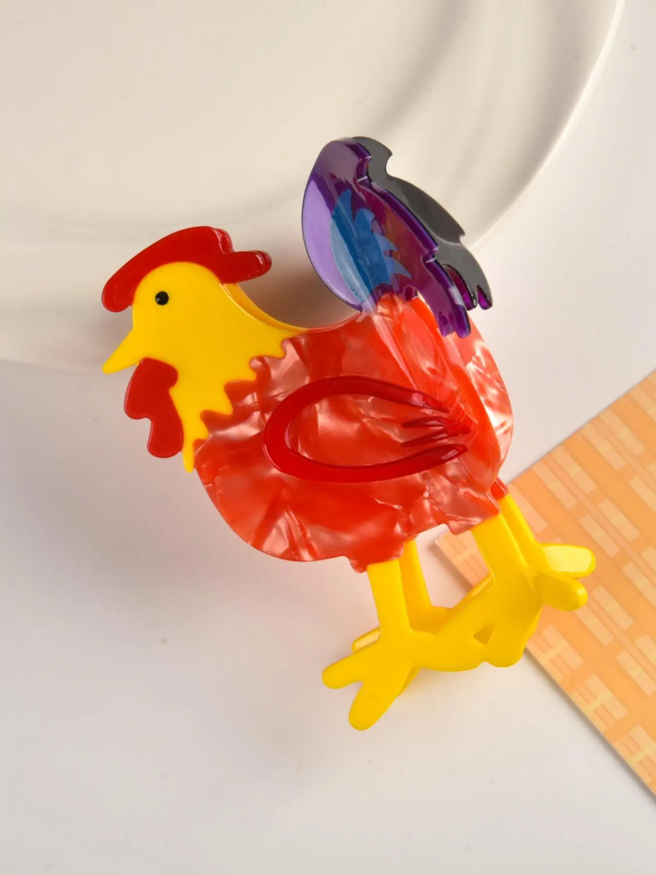 Cute Colorful Chicken Design Hair Claw Clip, Colorblock Chicken Shaped Hair Claw, Fashion Hair Accessories for Women & Girls