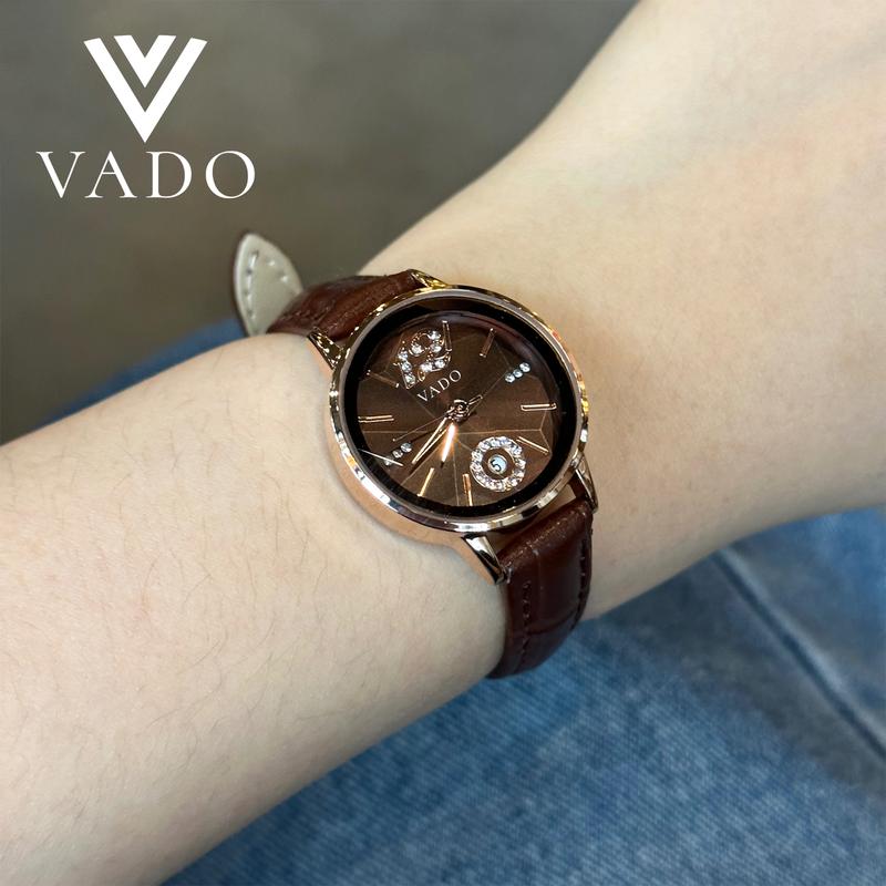 Đồng Hồ Nữ Mặt Tròn, Mặt Số Đính Đá Sang Trọng -  DH9816 VADO