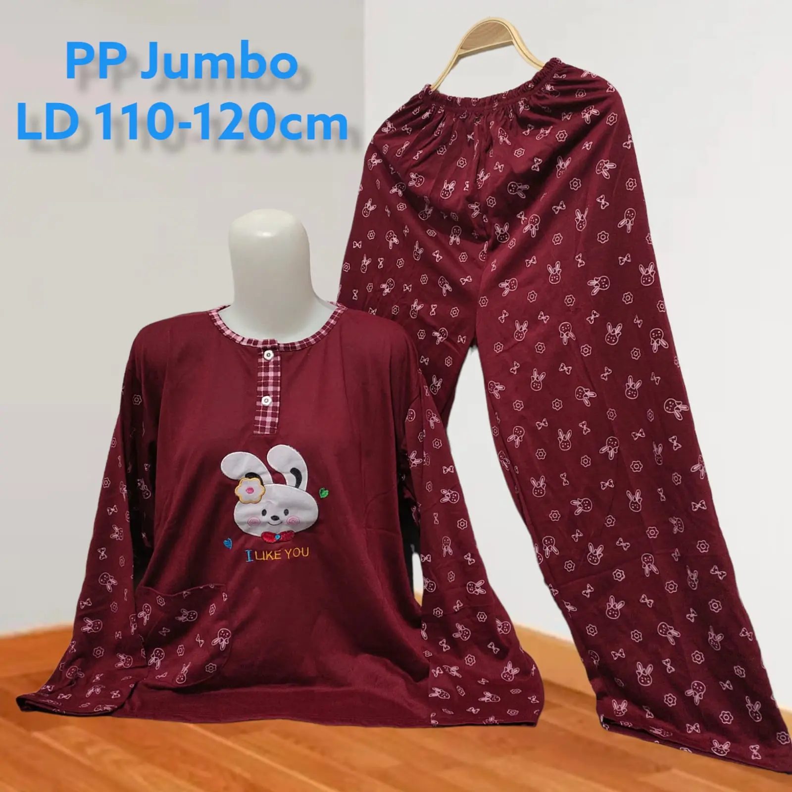135000 3pcs/setelan pp jumbo wanita/bahan tebal piyama dewasa jumbo random  Bunga Baju Busui