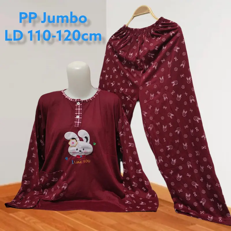 135000 3pcs/setelan pp jumbo wanita/bahan tebal piyama dewasa jumbo random  Bunga Baju Busui 0