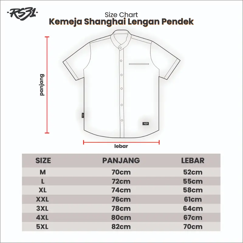 RS31 Kemeja Shanghai Yaman Shirt Super Big Size - Baju Kasual Murah, Kemeja Koko Jumbo Basic, Kemko, Hem Lengan Pendek Polos | Atasan Formal Pria 3