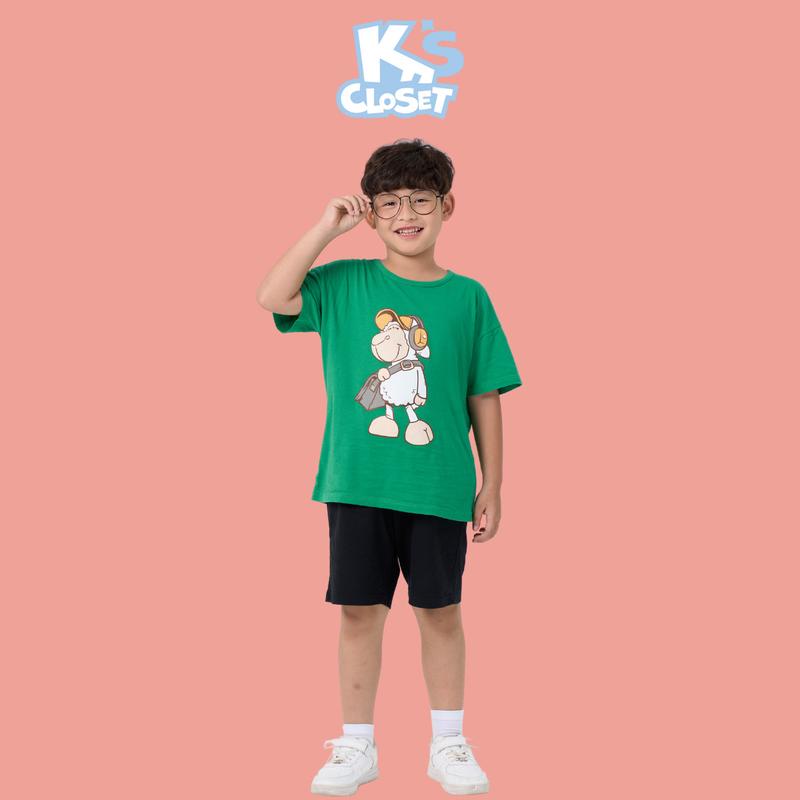 K's Closet - Bộ Quần Áo Cộc Tay Chất Liệu Vải Cotton Cho Bé Trai (2-10 tuổi) từ 10kg - 55kg E020FOS