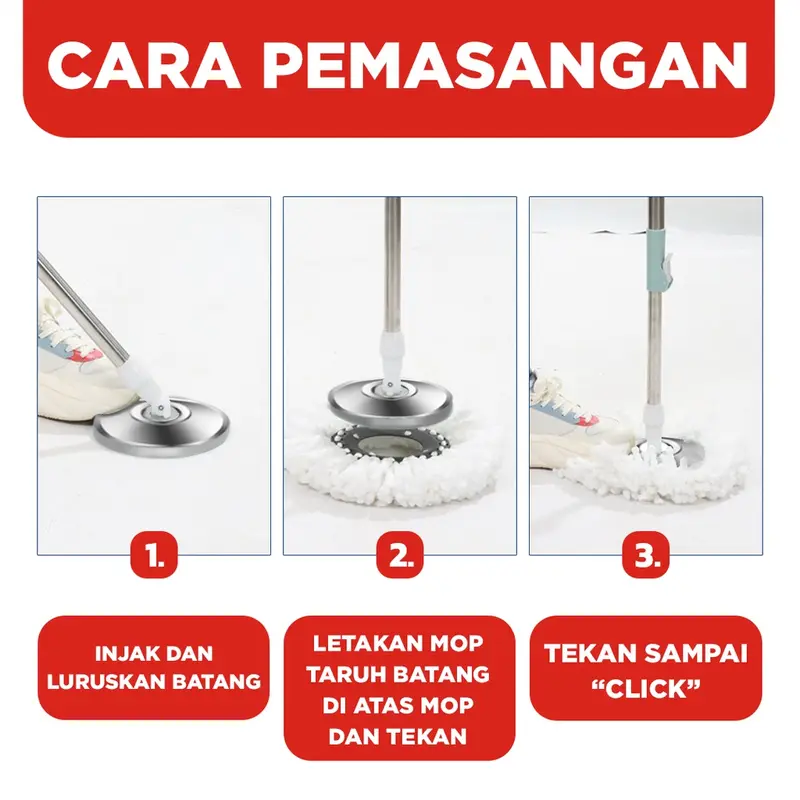 Set Alat Pel Lantai Super Mop Dengan Ember Pencuci Putar Kain Pembersih 6