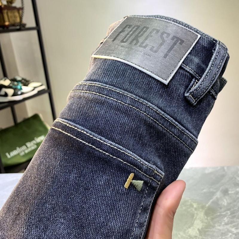 Quần jean co giãn nam, cao cấp, giá cả phải chăng, sang trọng, thêu Thương Hiệu Thời Trang , Hàn Quốc, Slim Fit, quần bó dài 8