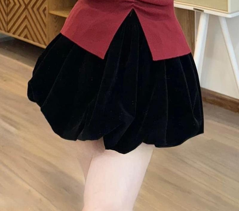 Quần Bí Phồng 2 Lớp Chất Nhung Dày Dặn Dress Nữ Top Women Loan Định Boutique LD091 Voan Voan
