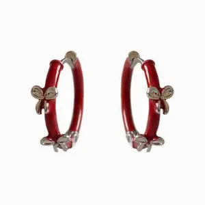 KYUBE - ANTING HUGGIE HOOP ENAMEL KOREA / ANTING HUGGIE KOREA ELEGAN WANITA / ANTING CHARM CUTE DAILY JEWELRY