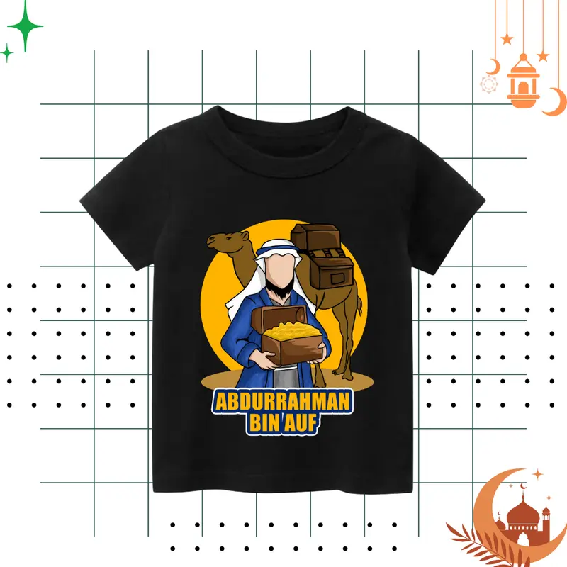 Man Cloth Baju Kaos Dakwah Islam Anak Laki Cowok Sahabat Nabi Abdurrahman Bin Auf Bahan Katun Combed 30s fashion pakaian Muslim 3