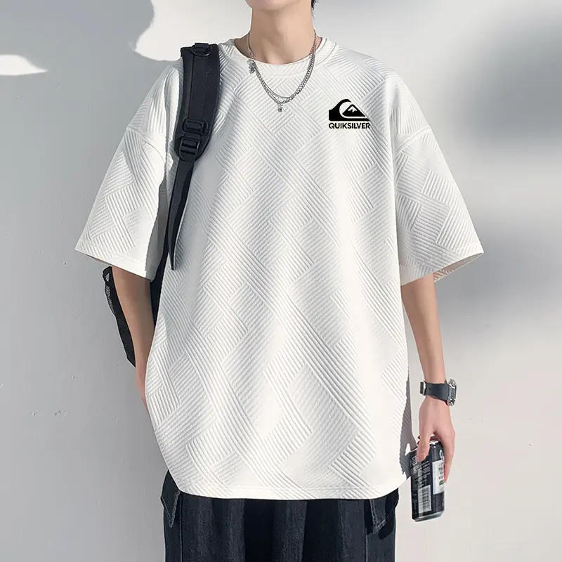 quiksilver Summer Men's T-shirt Men's Short Sleeve Large Size Solid Color Half Sleeve Quick Dry Soft Clothes Men