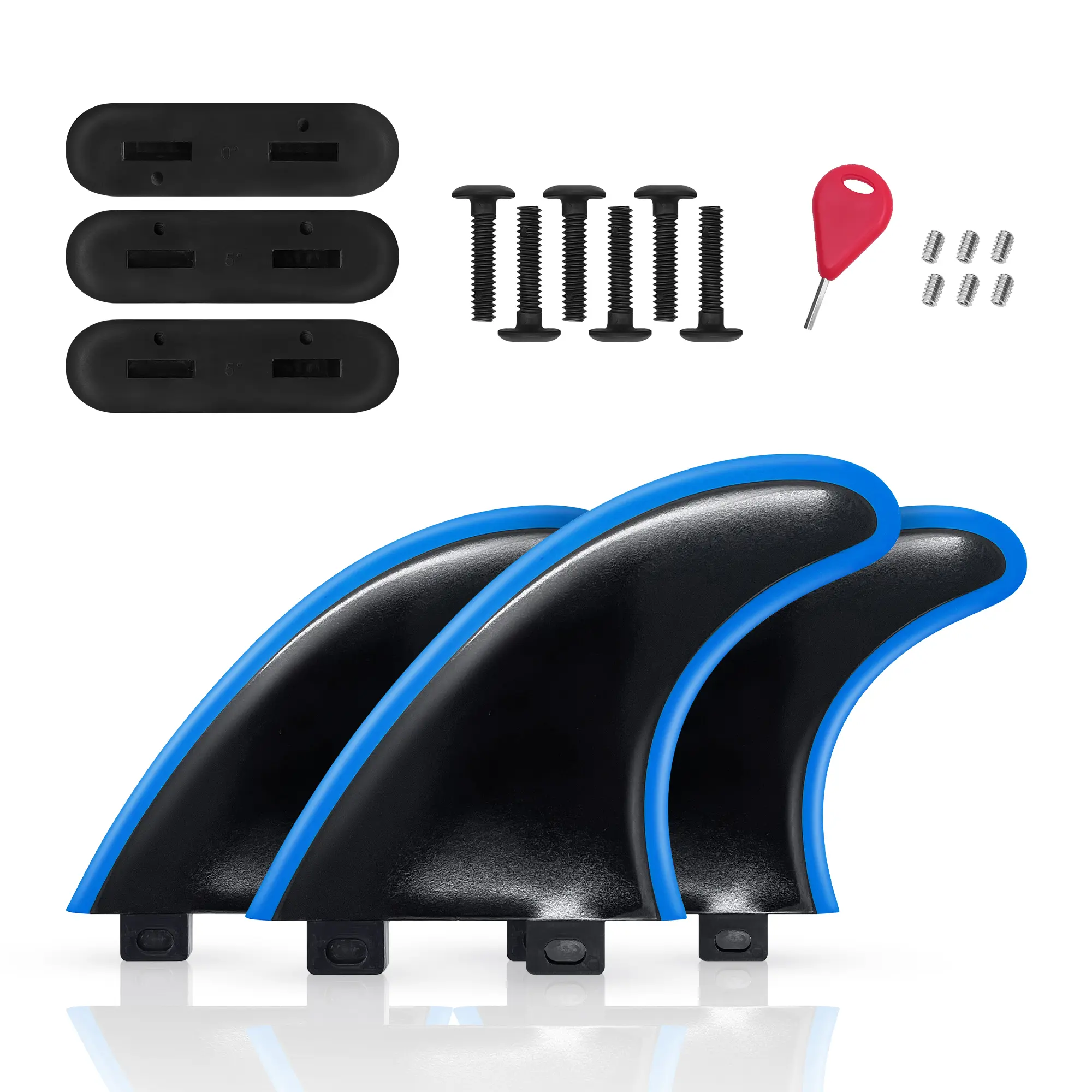 3PCS Surboard Fin Fiberglass Reinforced Polymer Surfboard Fin Accessory with Key and 6 Screws