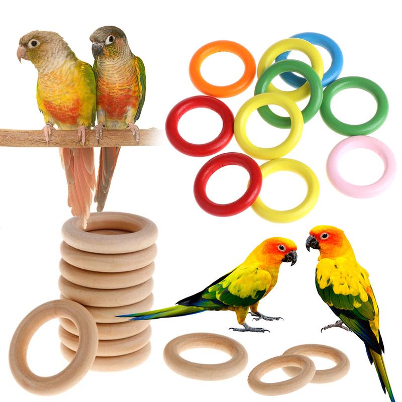 10Pcs Pet Bird Parrot Intelligence Toys Natural Wooden Ring Parrot Training Toy Chew Bite Toys For Budgies Parakeet Growth Toy Bird Supplies DIY Accessories Home Decoration #436669 0