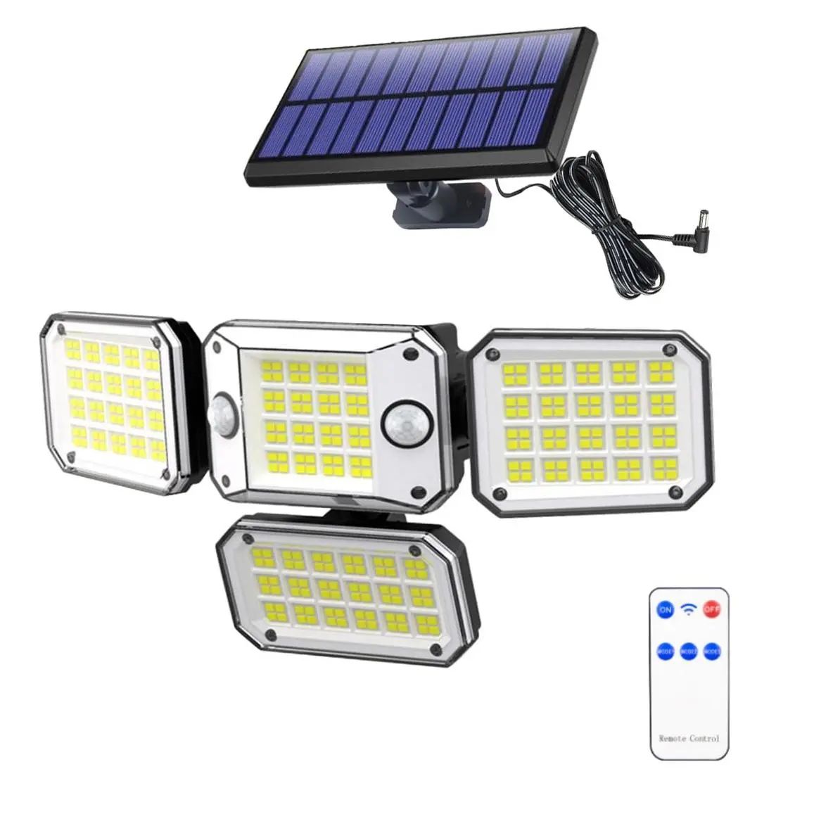 Solar Powered Outdoor Light, Waterproof LED Wall Light with Motion Sensor, Remote Control Flood Wall Light, Outdoor Lighting for Garden, Fence, Porch, Yard