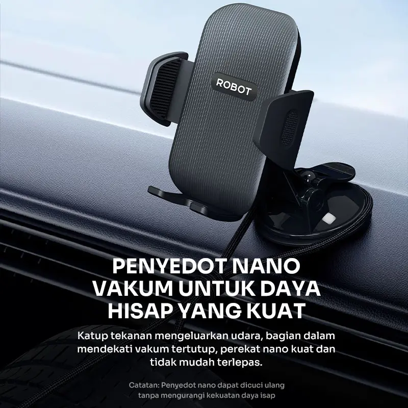ROBOT Car Holder RT-CH22 Black Rotatable For Smartphone Backseat Car Stand Holder Garansi 1 Tahun 6