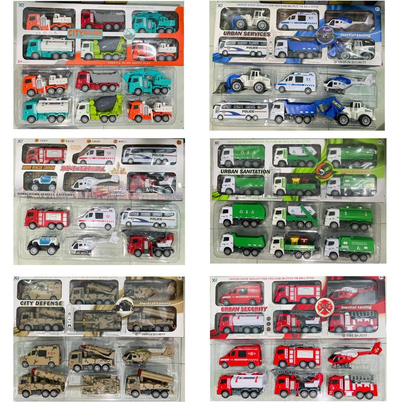 Set 6 Xe To, Xe Cứu Hỏa,Xe Công Trình, Xe Công Trường, Xe Cảnh Sát, Xe Hỗn Hợp, Xe Quân Sự, Xe Môi Trường Cỡ Lớn Cho Bé Chất Liệu Nhựa ABS Toy Đồ Chơi