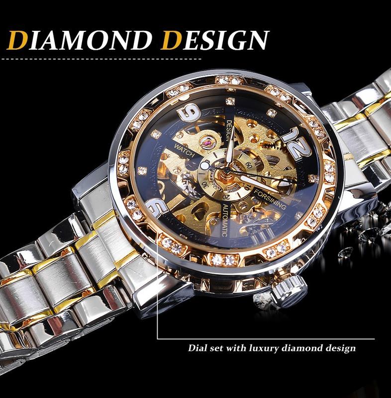 Product Introduction of Men's mechanical watches New Fashion Classic Hollow Rhinestone Manual Manipulator Men's Watch 18