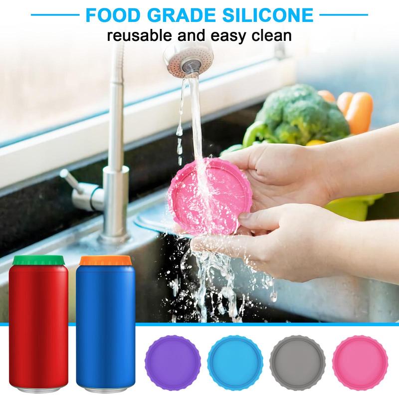 Silicone Soda Can Lid, 6 Counts Reusable Dust-proof Anti-overflow Leakproof Soda Beer Beverage Can Cover, Bottle Protector for Indoor & Outdoor 3