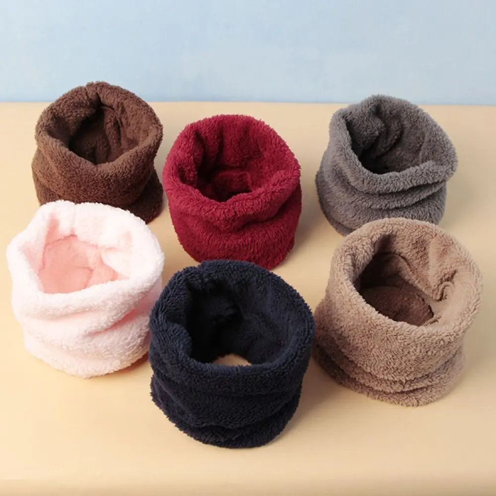 2-16 Years Old Winter Fleece-lined Kids Winter Scarf Warm Thickened Children Neck Warmer Cute Windproof Plush Scarves for Baby Boys Girls