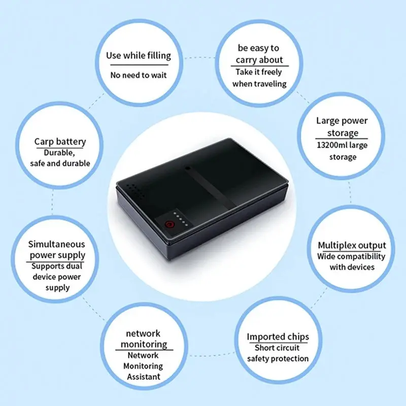 Power Supply UPS Router Backup Power DC Power Adapter Uninterruptible Power Supply 10400mAh 5V 9V 12V UPS Router Optical Cat Built-in Adapter Backup Power Supply Eu 3