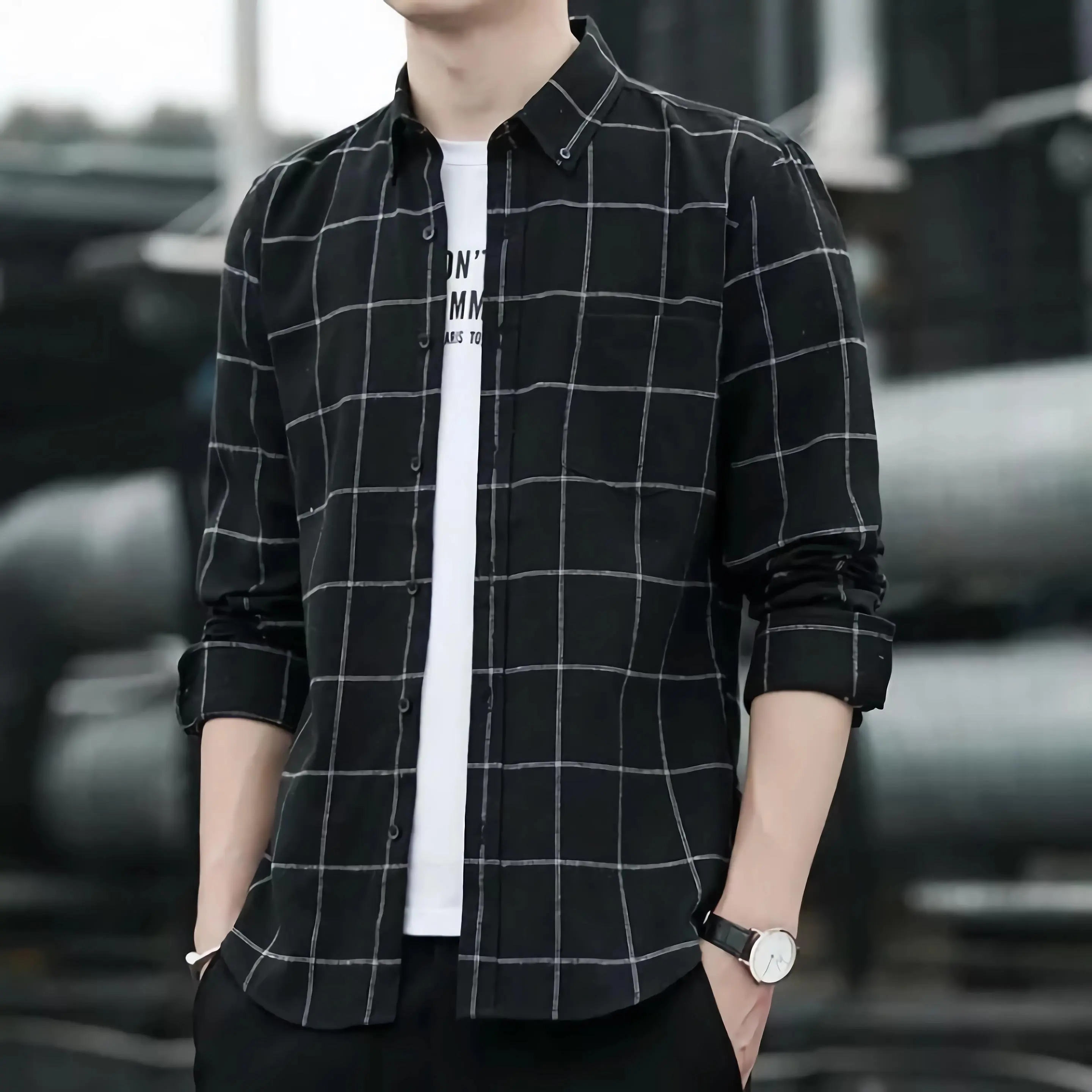 KEMEJA FLANEL DISTRO SURFING LENGAN PANJANG PRIA MOTIF KOTAK BAJU FLANEL Casual Cowok Hitam Pendek Hem