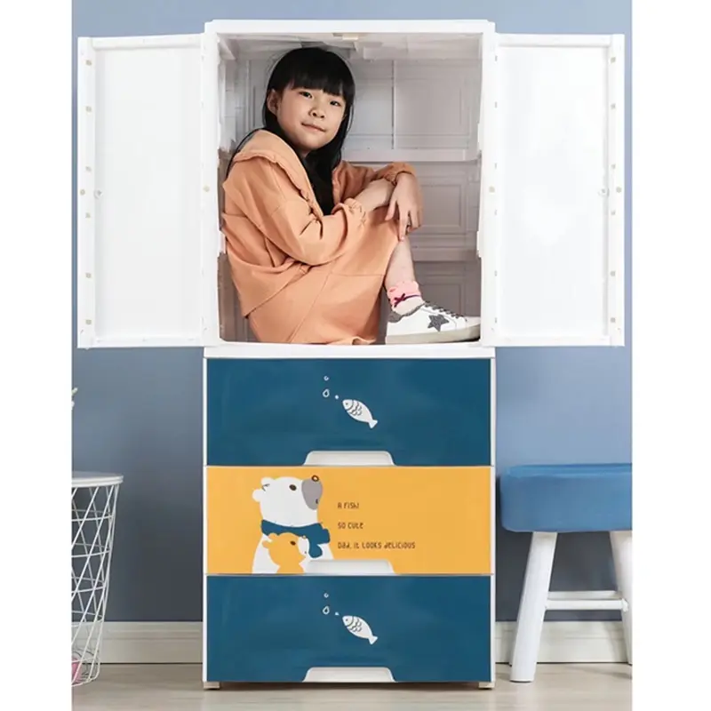 【Tủ Nhựa Cho Bé】70cm Tủ Quần Áo Trẻ Hình ảnh hoạt hình Tủ Để Đồ nhìu ngăn rộng rãi Tủ đồ nhựa đựng 5