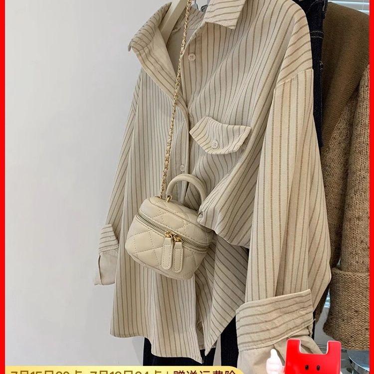 Product Introduction of Áo Khoác Sơ Mi Sọc, Hàng Mới Về, Quần Áo Mùa Xuân Và Mùa Thu Cho Nữ, Thiết Kế Đẹp, Áo Chống Nắng, Phong Cách Sang Trọng Pháp Độc Đáo 2