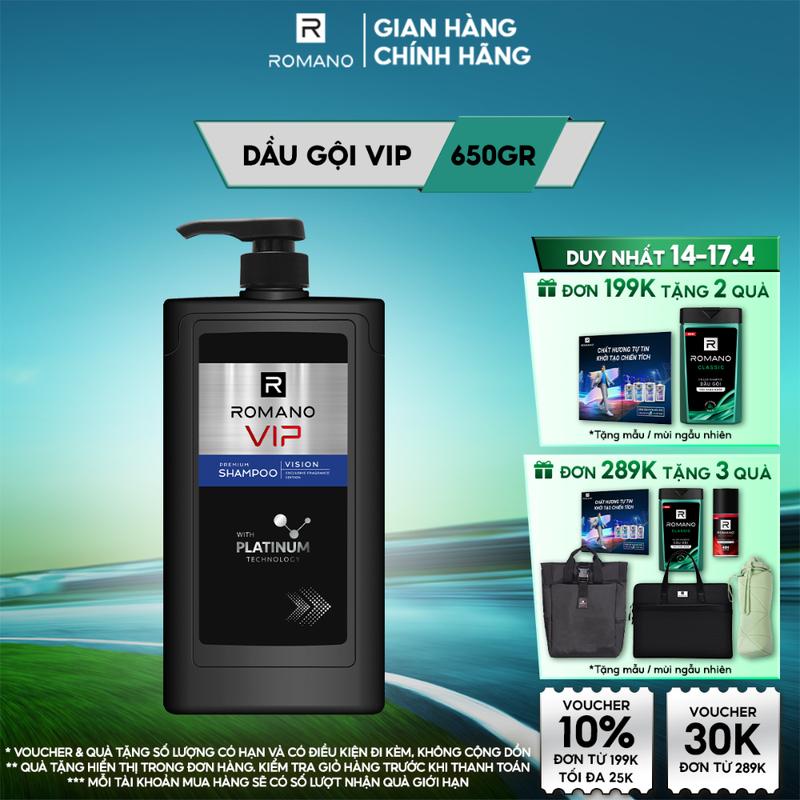 [ĐƠN 199K TẶNG 2 QUÀ] Sữa tắm cao cấp Dưỡng Thể Romano Vip Vision sang trọng cuốn hút 650g/chai