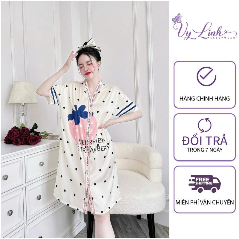 Đầm Ngủ Form Suông Hoạ Tiết Dễ Thương Chất Liệu Lụa Latin Cao Cấp Nhẹ Mát 971