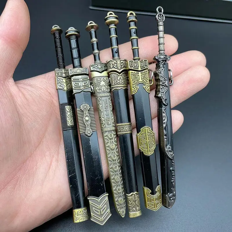 Chinese Ancient Han Sword Qin Shi Huang Sword Ruyi Sword Yuewang Sword 12cm Ancient Sword Model Small  Ornament Keychain