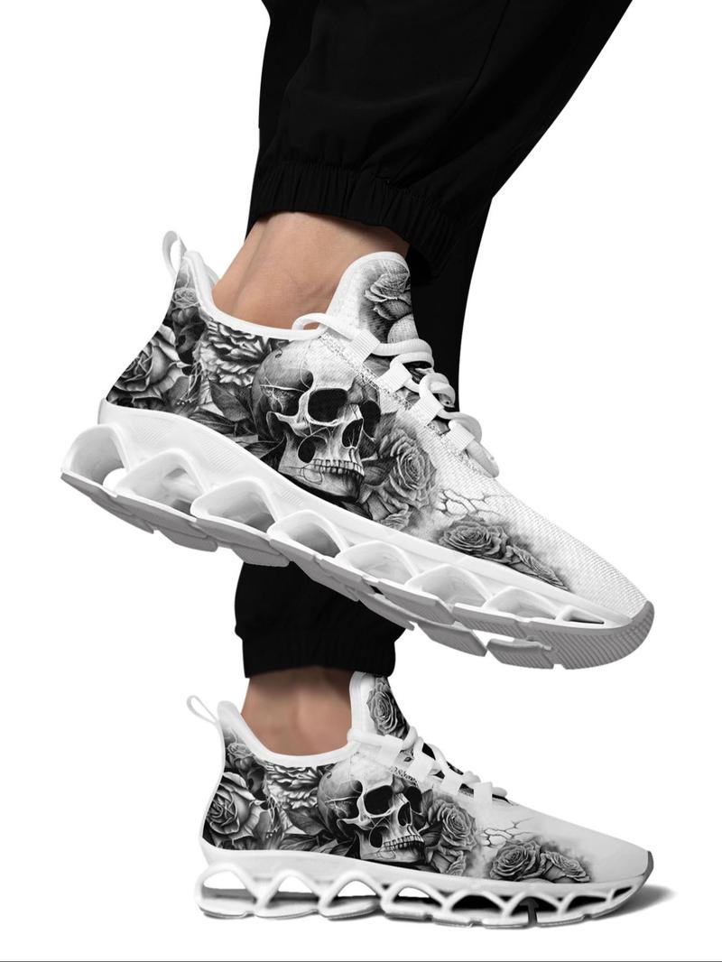 Product Introduction of Men's Eagle Print Lace Up Low Top Sneakers, Casual Comfortable Breathable Sports Running Shoes, Male All-match Round Toe Shoes for Daily Wear 8