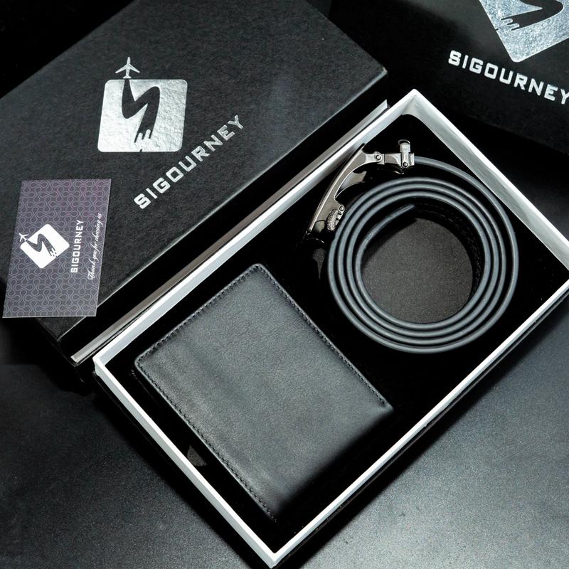 [TẶNG HỘP QUÀ SANG TRỌNG] Combo Ví da bò, Thắt lưng da bò cao cấp làm quà tặng Wallet Nam Kem Chữ Nhật