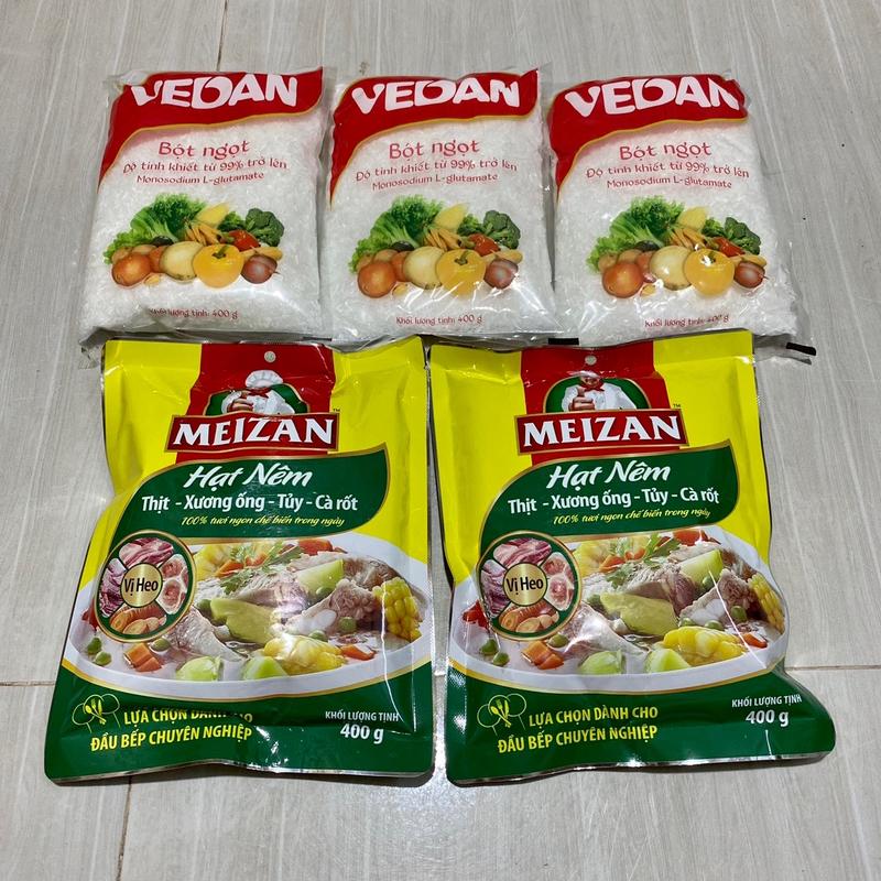 [TO VỪA ]COMBO 3GÓI BỘT NGỌT VEDAN 400G TO VỪA + 2 GÓI HẠT NÊM MEIZAN 400G Tự Nhiên An Toàn Đậm vị Gia vị Nấu Ăn