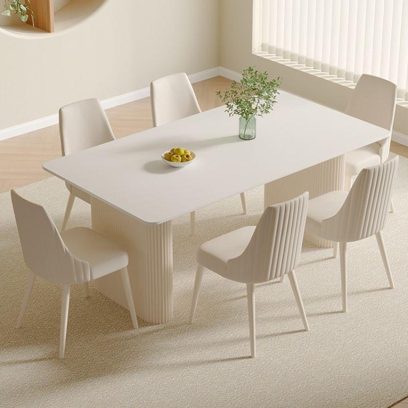 Slate Dining Table and Chair Set Modern Simple Rectangular Small Apartment Cream Style Home Dining Table and Chairs 2