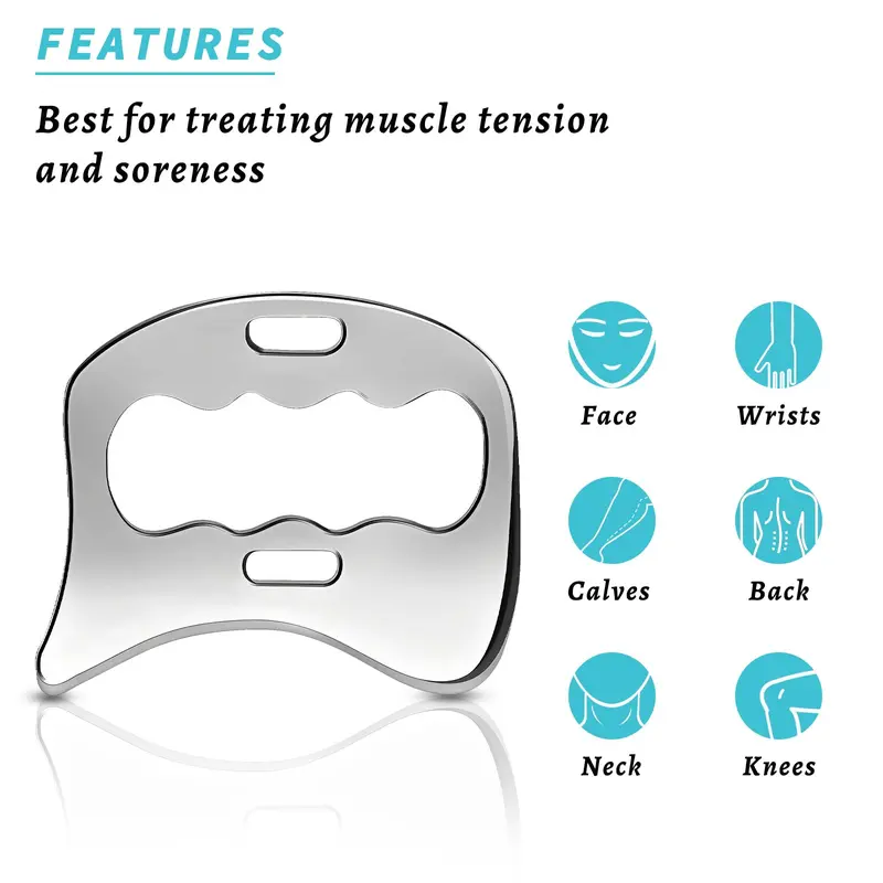 2-in-1 Stainless Steel Gua Sha Muscle Scraper Tool, Comfort Myofascial Scraping Tools, Lymphatic Drainage Massager, Soft Tissue Massage Tool 3