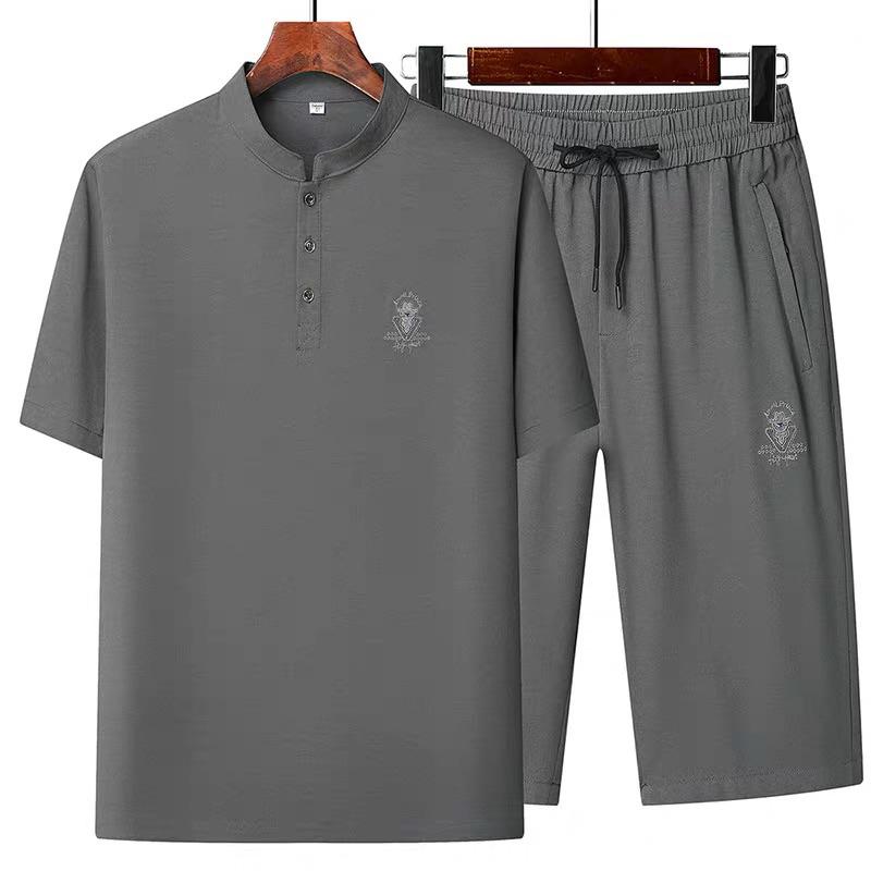 Set bộ nam trung niên cho bố bộ quần áo cộc tay quẩn lửng cho ông cho bố Menswear Ong Polo Ngắn Tay Shirt