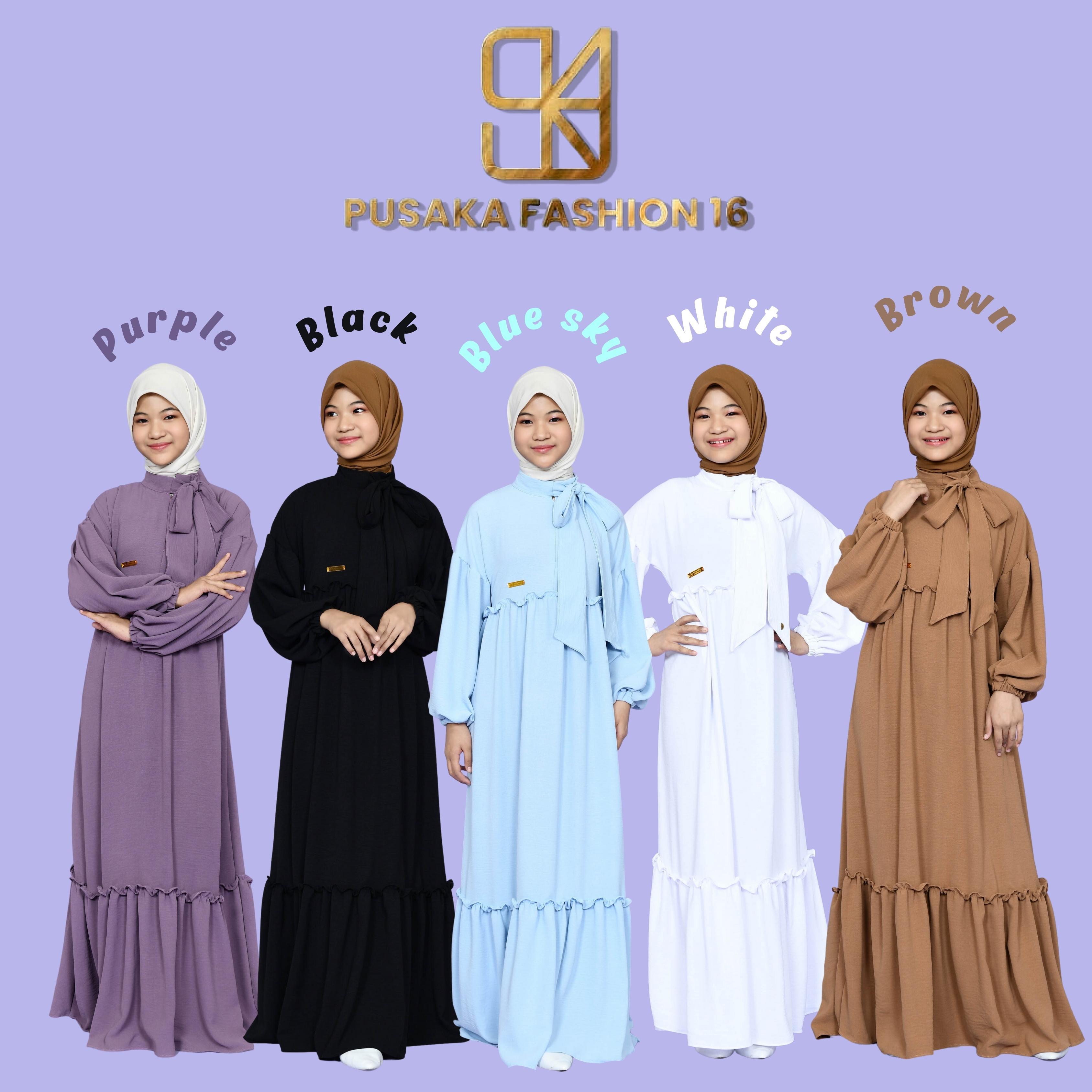 BALQIS gamis remaja tanggung cringkle kekinian baju muslim anak perempuan korean style lebaran 2023 busana muslim hitam putih polos wanita Airflow Dewasa
