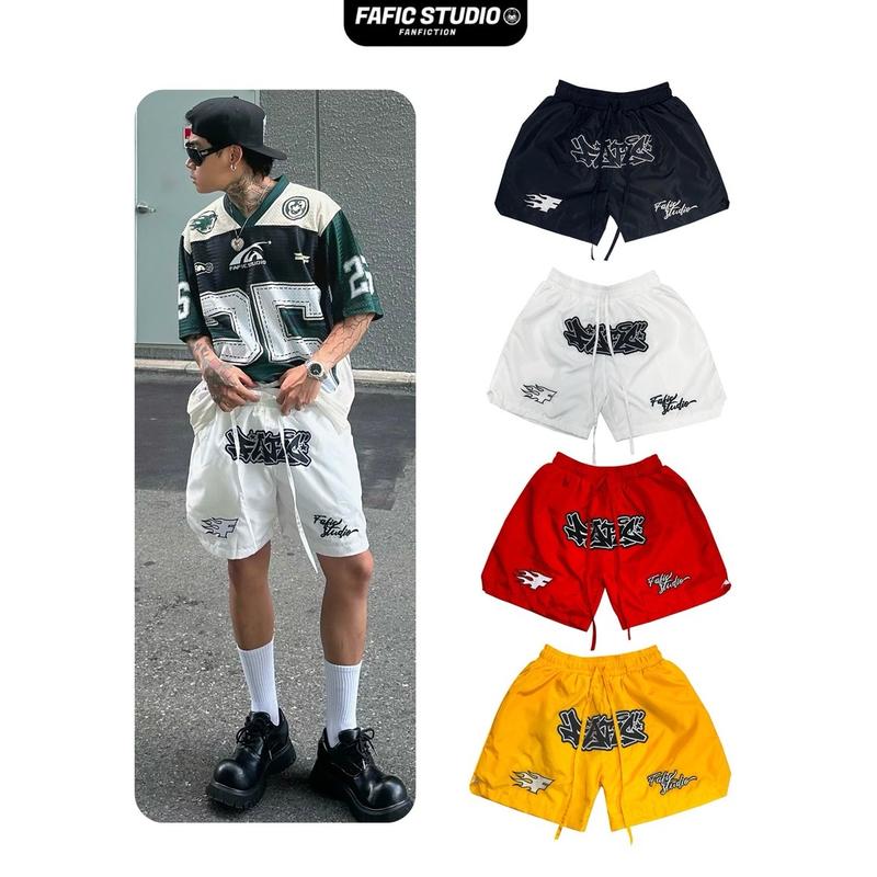 Quần short dù FAFIC Thêu 3d dây dài mỏng nhẹ form trên gối short FAC chất nylon lót lưới 2 lớp Nam Menswear