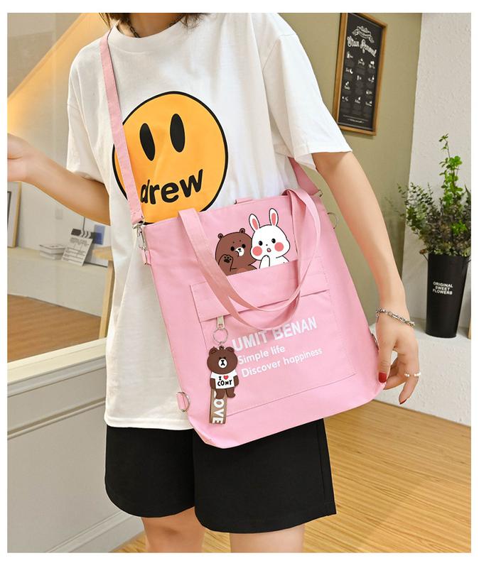 Product Introduction of กระเป๋าผ้าแคนวาสผู้หญิง กระเป๋า messenger ปรับได้ความจุขนาดใหญ่ สไตล์เกาหลี กระเป๋านักเรียนนักเรียน กระเป๋าเป้สะพายหลังมีซิป 18