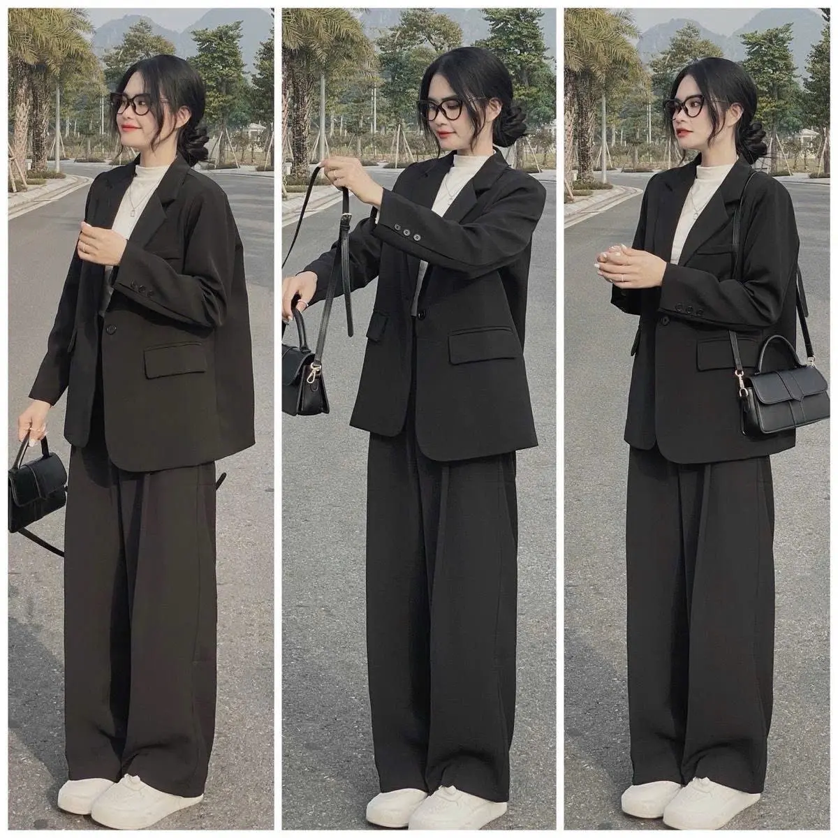 SÉT BÔ VEST BLAZER CÔNG SỞ THANH LỊCH DỄ MANG - QUẦN ỐNG SUÔN XINH DÀY DẶN Nhung Kem Voi Áo Jacket Top Kaki Ong..