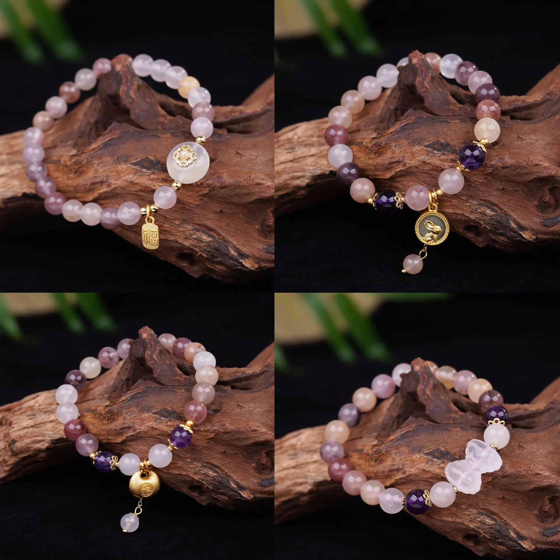 Jinsi Jade Bracelet Colorful Beaded Women's Golden Agate Retro Minority Exquisite Gift Factory Wholesale Delivery