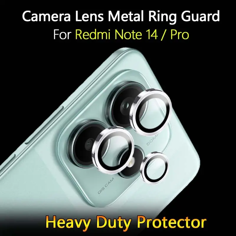 Lens Protector Compatible With Redmi Note 14 / Pro 5G Ultra Thin Clear Camera Lens Cover Shield Metal Ring Guard Tempered Glass Film Cap -Case Friendly Phone Protectors