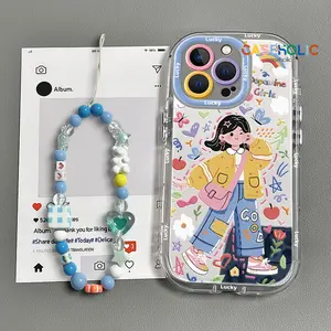 Casing Ponsel Gadis Kartun Lucu Anti Guncangan dengan Tali Gantungan case untuk iPhone 11 pro max plus 17 16 15 14 Plus XR 13 12 PRO 7 6 8 7+ 6+ 8+ Xs Max 09771