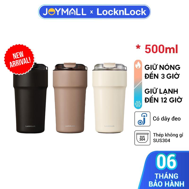 Ly Giữ Nhiệt LocknLock Metro Cafe Tumbler LHC4357 500ml, Hàng Chính Hãng, Thép Phủ Sứ, Có Dây Đeo Tay - JoyMall