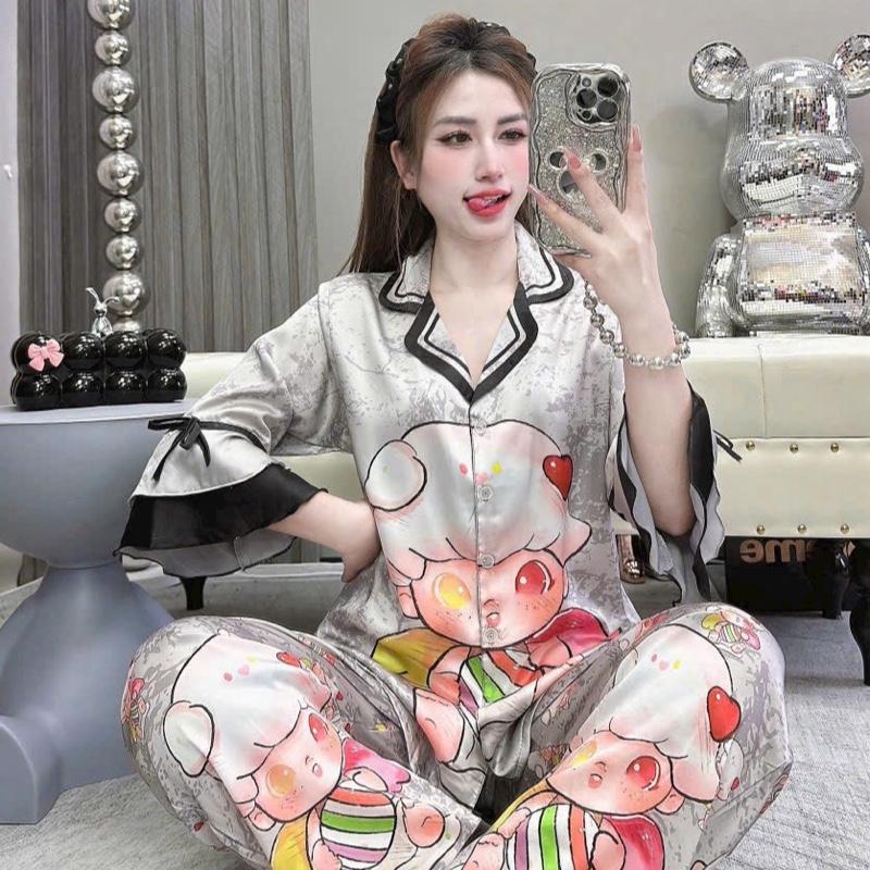 Đồ bộ, đồ ngủ pijama latin tay loe nhiều hoạ tiết siêu dễ thương dưới 62kg 2