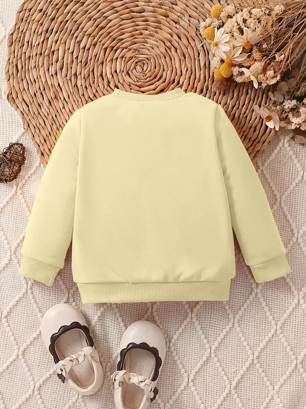 Baby Girl's "Daddy's Girl" Letter Print Crewneck Sweatshirt, Casual Round Neck Long Sleeve Pullover Top for Baby Girls, 2024 Trendy New Kids Fashion 4